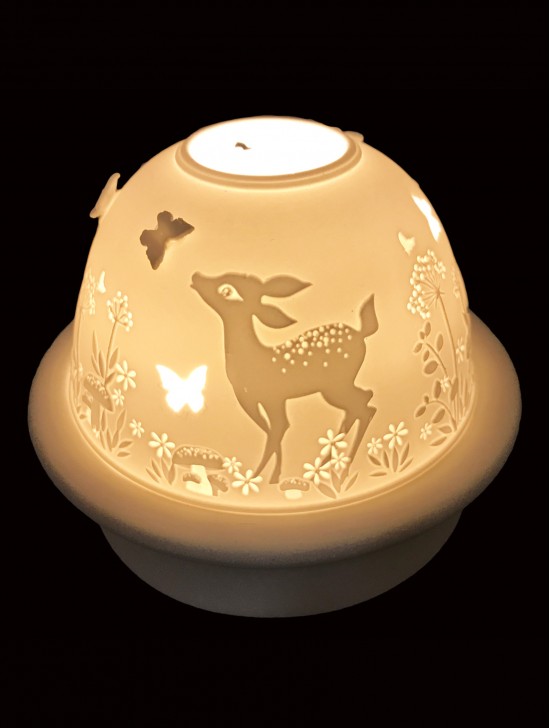 Porcelain Deer Candle Dome Light w/Candle Plate